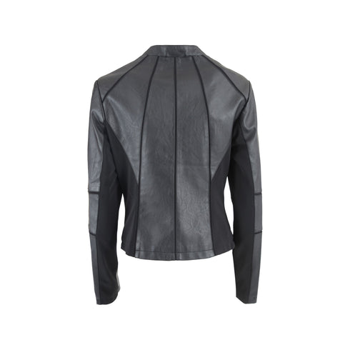 Yes Zee Giacca leggera Giubbino Donna slim in ecopelle Nero - Francavilla Moda